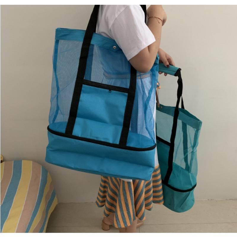 Outdoor-Reise-Picknicktasche, Strand-Isolierung, frische Eistasche, Netz-Strandtasche, kreative multifunktionale Eistasche