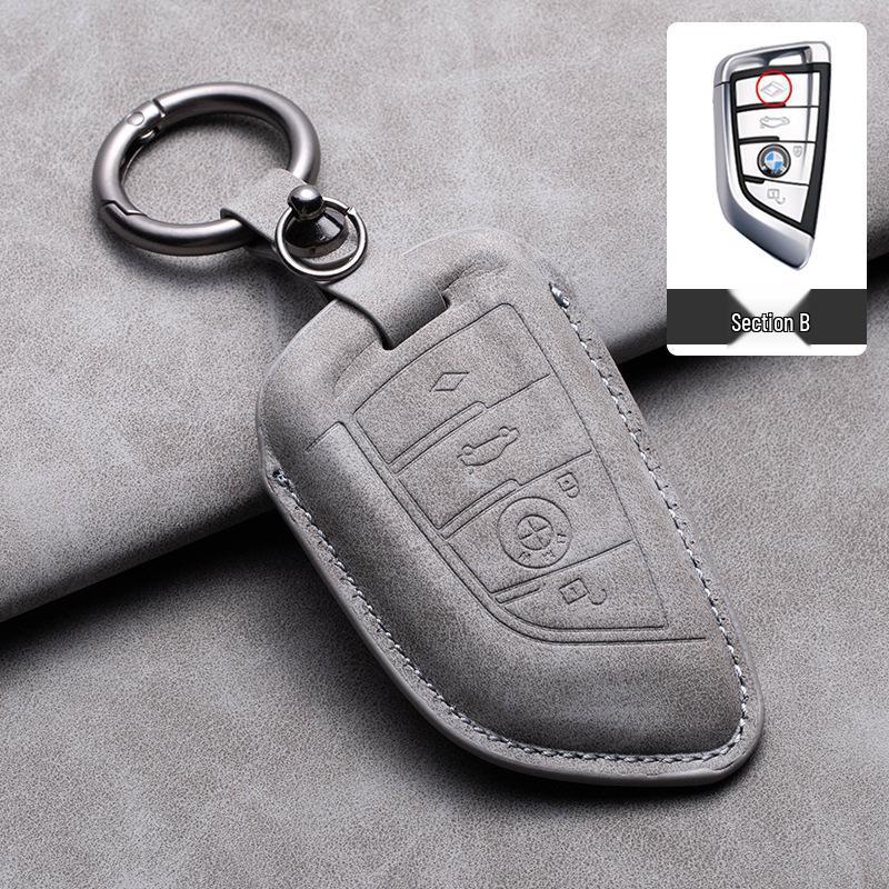 Compatible Leather Keychain Shell for BMW Series: Fits X1, X3, X5, 1 Series, 3 Series, 5 Series, 6 Series, 7 Series, NFC Card Snap