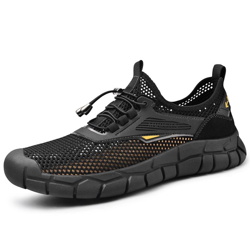 Fashion Summer Men Sandals Fashion Handmade Mesh Flats  Outdoor Beach Sandals Breathable Casual Beach Shoes Hollow Out Treking Footwear