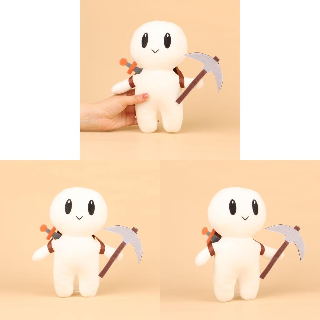 White Forager Square Man With Sickle Plush Toy Game Stuffed Doll 20cm Decoration