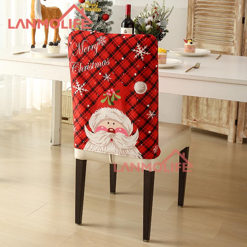 Vánoční potah na sedák Netkaný kreativní Santa Claus perníkový panáček potištěný potah na židli Slavnostní stolování Atmosféra Dekorace Čalounění