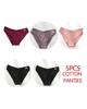 FINETOO 5Pcs/Set Women Cotton Panties Female Underwear Solid Color Underpants Sexy Lingerie Knickers for Woman Briefs Intimates
