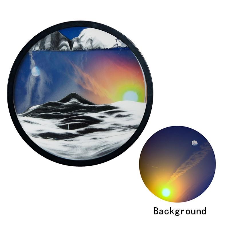 24inch Wall Hanging Moving Sand Painting Art Picture Round Glass Deep Sea Sandscape In Motion Flowing Sand Frame Sand Painting