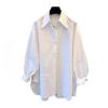 Women's Shirt Cotton Long Sleeve Loose Fit Blouse Solid Color Pointed Lapel Collar