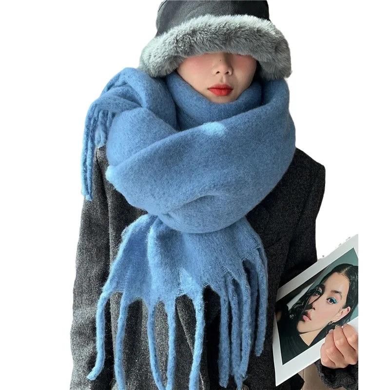 Fashion Solid Colors Thicken Scarf Women Cashmere Shawls Winter Warm Scarves Soft Pashmina Neckerchief Wrap