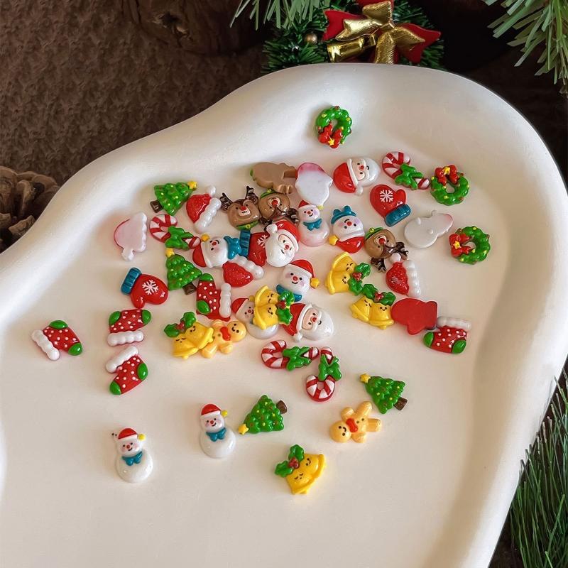 12 Grid Christmas Series Nail Art Jewelry Cartoon Santa Claus Elk Snowman Nail Charms Resin Nail Art Decoration Diy Nails Design