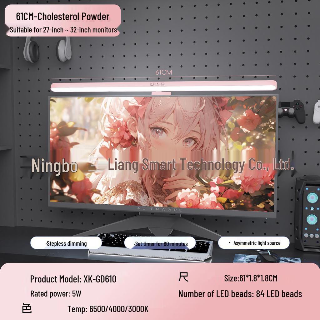 Große gebogene LED-Schreibtischlampe mit farbiger Ambientebeleuchtung - Perfekt für Computermonitore