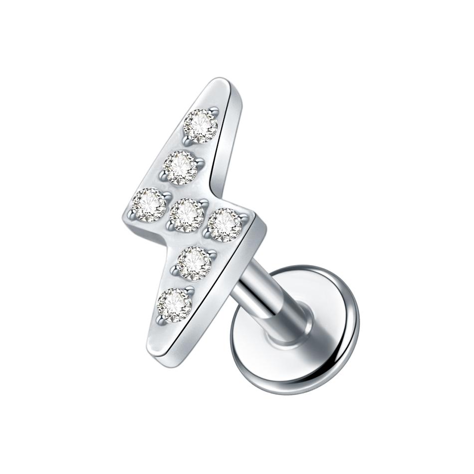 

1PC G23 Titanium Ear Labret Piercings Flat Back Earrings Crystal Cluster Helix Tragus Pirsing Cartilage Lobe Piercing Jewelry 16G 1.2x8mm