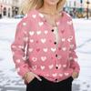 Women's Fashion Valentine's Day Printed Long Sleeve Cardigan Button Jacket