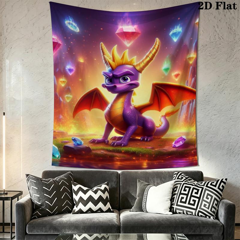 Spyro the Dragon Wall Tapestry Aesthetic Wall Hanging Printed Fabric Blanket Decorative Tapestries for Bedroom Living Room Home Decor