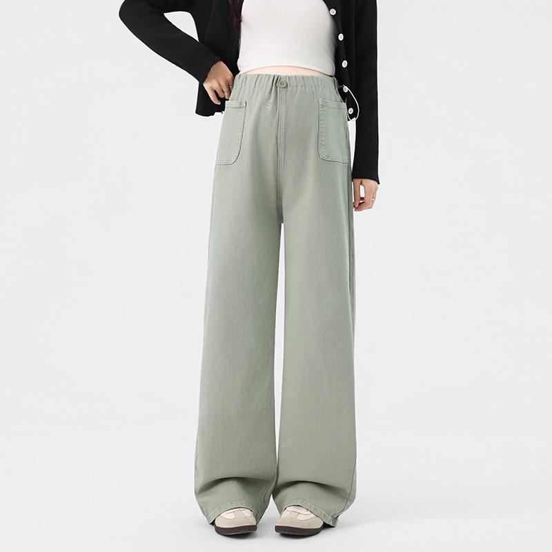 Korean Style Spring Maternity Straight-Leg Drawstring Pants M