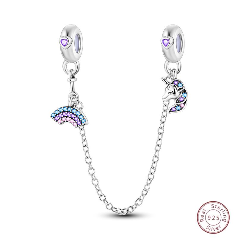 Copper Safety Chain Rainbow Flower Inlaid Zirconia Beads Suitable For Original Bracelet Bracelet Diy Jewelry