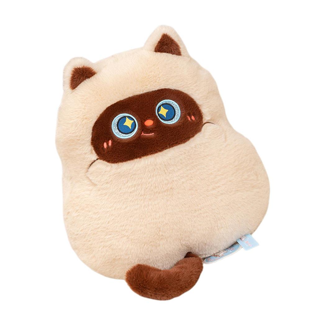 Sait Dudu Cute Calico Cat Plush Pillow - Big Eyes Siamese Cat Ornament, Perfect Birthday Gift