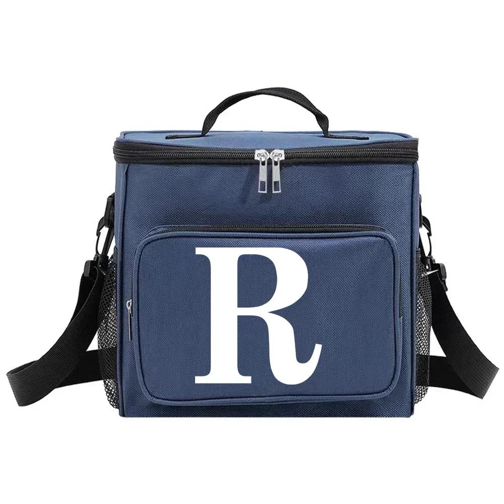 Insulated Lunch Bags Thermal Organizer Handbag Cooler Box for Student Portable Waterproof Camping Storage Boxes White Pattern