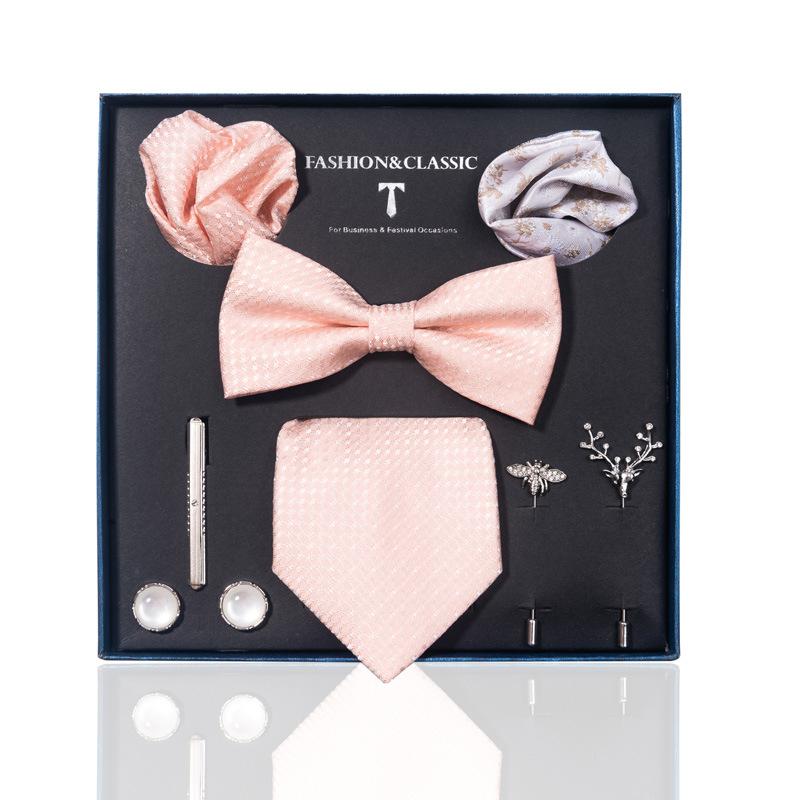 High-End Wedding Groom Tie Pocket Towel Corsage Gift Box Set Men'S Tie