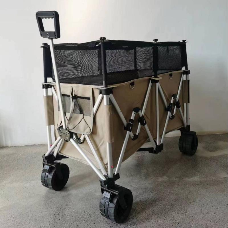 Foldable Aluminum Camping Cart: Large Capacity Outdoor Trailer for Street Vendors and Home Use