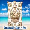 Easter Bunny Theme Beach Towel Personalized Custom Name & Text Soft Quick Dry Beach Towel for Swimming Travel