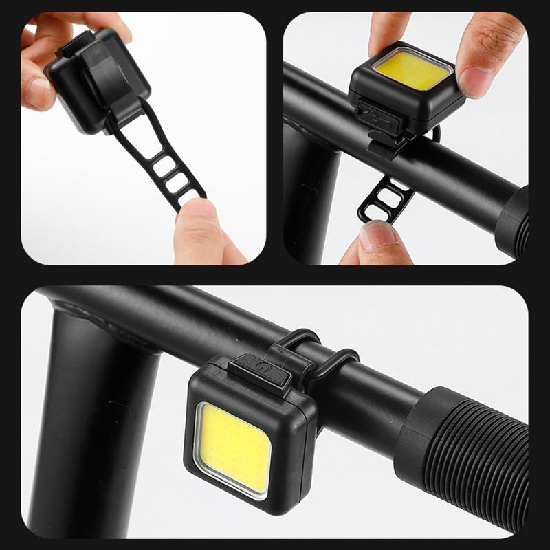 Bicycle Front Rear Mini Led Light Set Usb Rechargeable Cycling Headlight Taillight Light Cob Lamp Bead Waterproof Bike Lamp