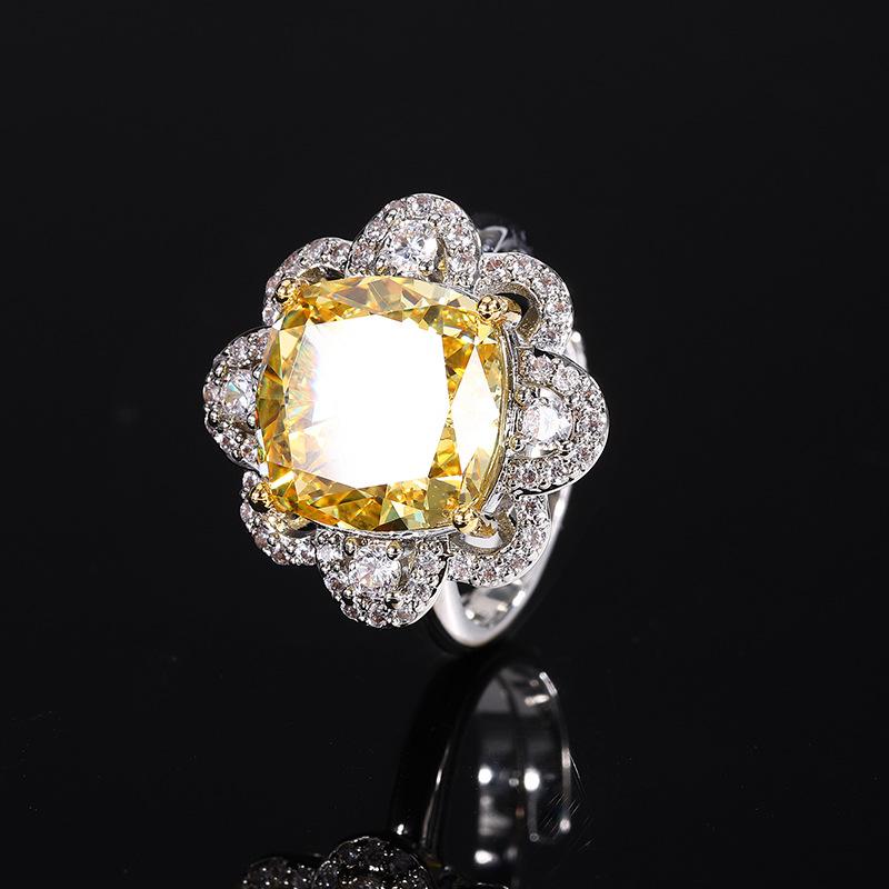 

Ювелирные изделия Бриллиант высокой чистоты Огранка «Ледяной цветок» Медная инкрустация Набор с желтыми бриллиантами Женский Свинец 12 * 12 * 8 * 8