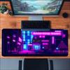 Cyberpunk Neon City Large Extended Mouse Pad Nonslip Rubber Base Stitched Edges Smooth Surface For Work And Office Use