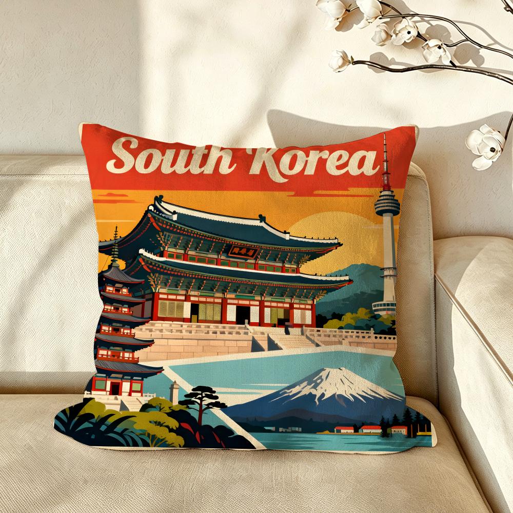 Art SSouth KKorea CCulture Series Cushion Cover Pillow Case Antidustmite Pillowcase Silky Short Plush Sofa Cushion Cover Hot