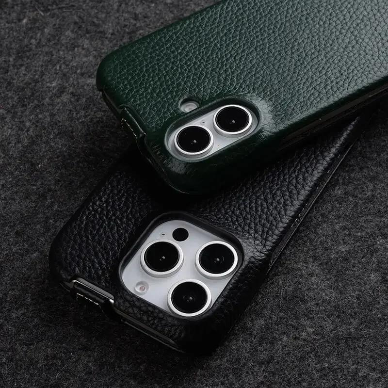 Melkco Magnetic Charging Phone Case for iPhone 17 Pro Max 17 Air 16 Plus 16e First Layer Cowhide Genuine Leather Flip Cover