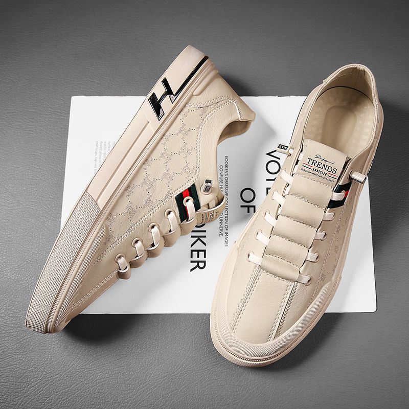 Fashion 2025 Summer New Little White Leather Shoes Versatile Breathable Casual Board Shoes Korean Version Trend One Step Men's Shoes