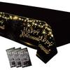 3 Pack Retirement Decorations Party Supplies Tablecloth - Gold Black Happy Retirement Decorations Table Cover for Men Women, 54in X 108in