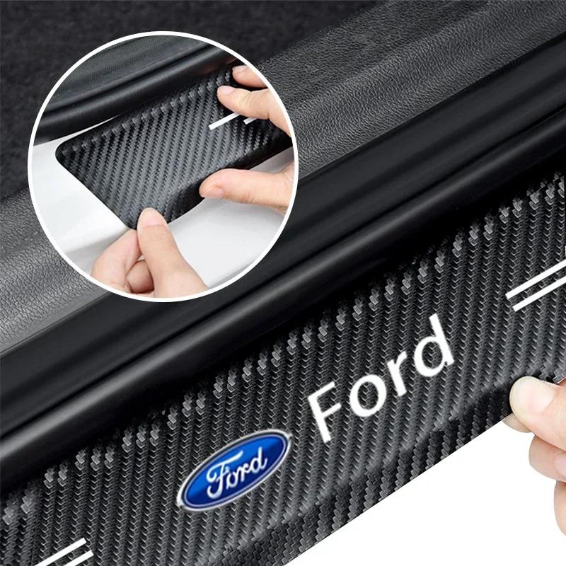 Nová 2026 Samolepka na auto Nová 2025 Horká 4ks Samolepka na prahové lišty dveří auta Pro Ford Focus C-max Fiesta Mk5 2007 2008 2009 201