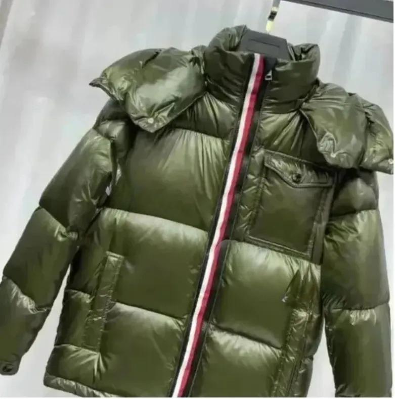 In-Stock Winter Unisex Bright Surface Thickened Warm Down Hooded Jacket