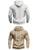 Men's American Style Heavyweight Plus Velvet Hooded Outdoor Workwear Sweatshirt - Multi-Pocket, Long Sleeve, Autumn/Winter Warmth