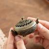 Nepal Antique Double-Ear Aromatherapy Furnace: Creative Hollow Tripod Incense Burner for Tea Ceremony or Desktop Ornament.