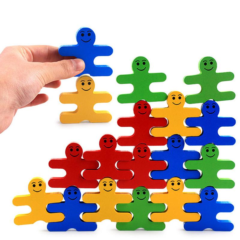 16pcs 3D Children Constructing Blocks Balance Villain Montessori Toys ideal for Early Learning Fine Motor Abilities Present