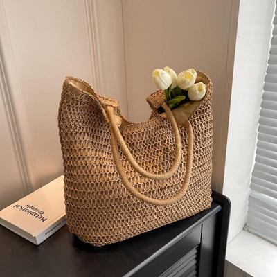 2026 Spring/Summer Women's High-End Straw Woven Tote Bag - Large Capacity Beach Bag
