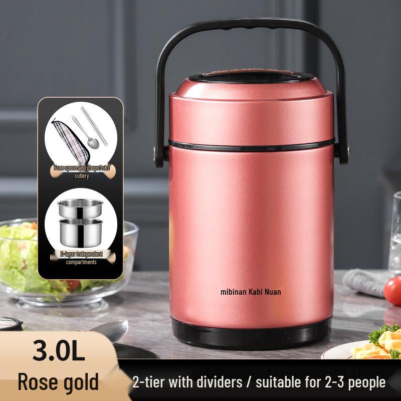 Winter Stainless Steel Insulated Multi-layer Lunch Box - Portable, Large Capacity, Keeps Food Hot for 24 Hours, Perfect for Home or Office.