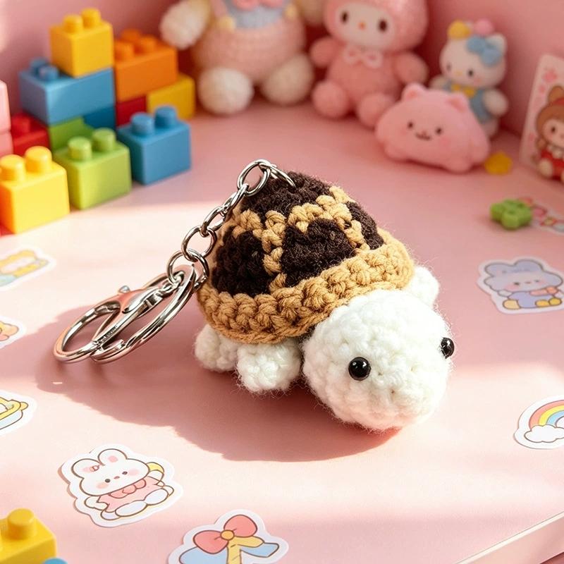 Adorable Turtle Keychain, Handmade Crocheted Miniature Turtle Plush Toy Hanging Bag Charm Ornament
