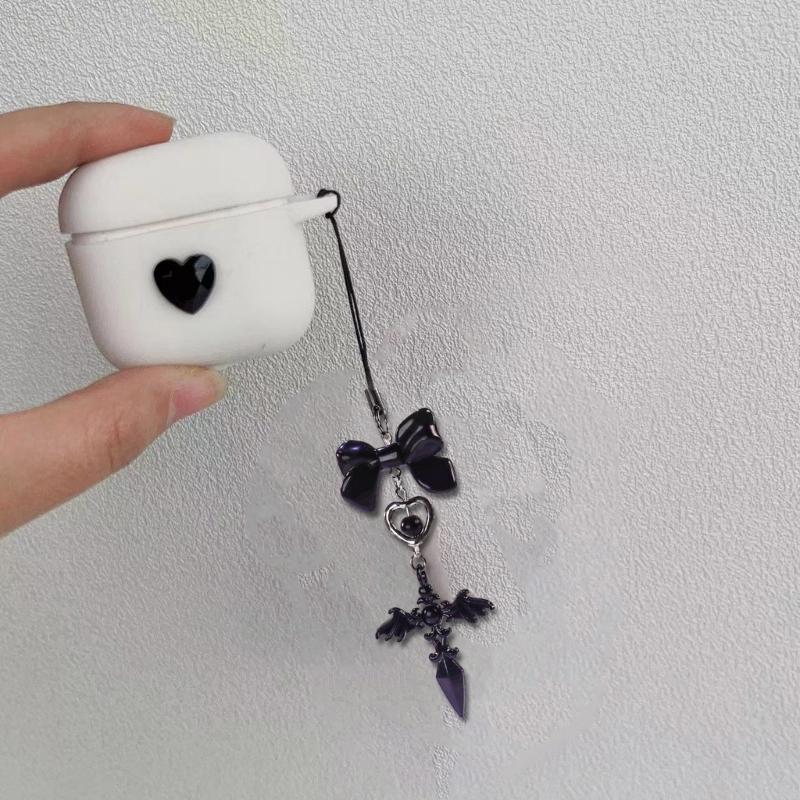 Fashionable Bowknot Phone Pendant Cute Y2K Style Phone Charm Stylish Heart Phone Chain Acrylic Material Gift for Women