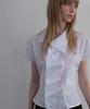 Unessin Asymmetrical Shirred Blouse_Ivory
