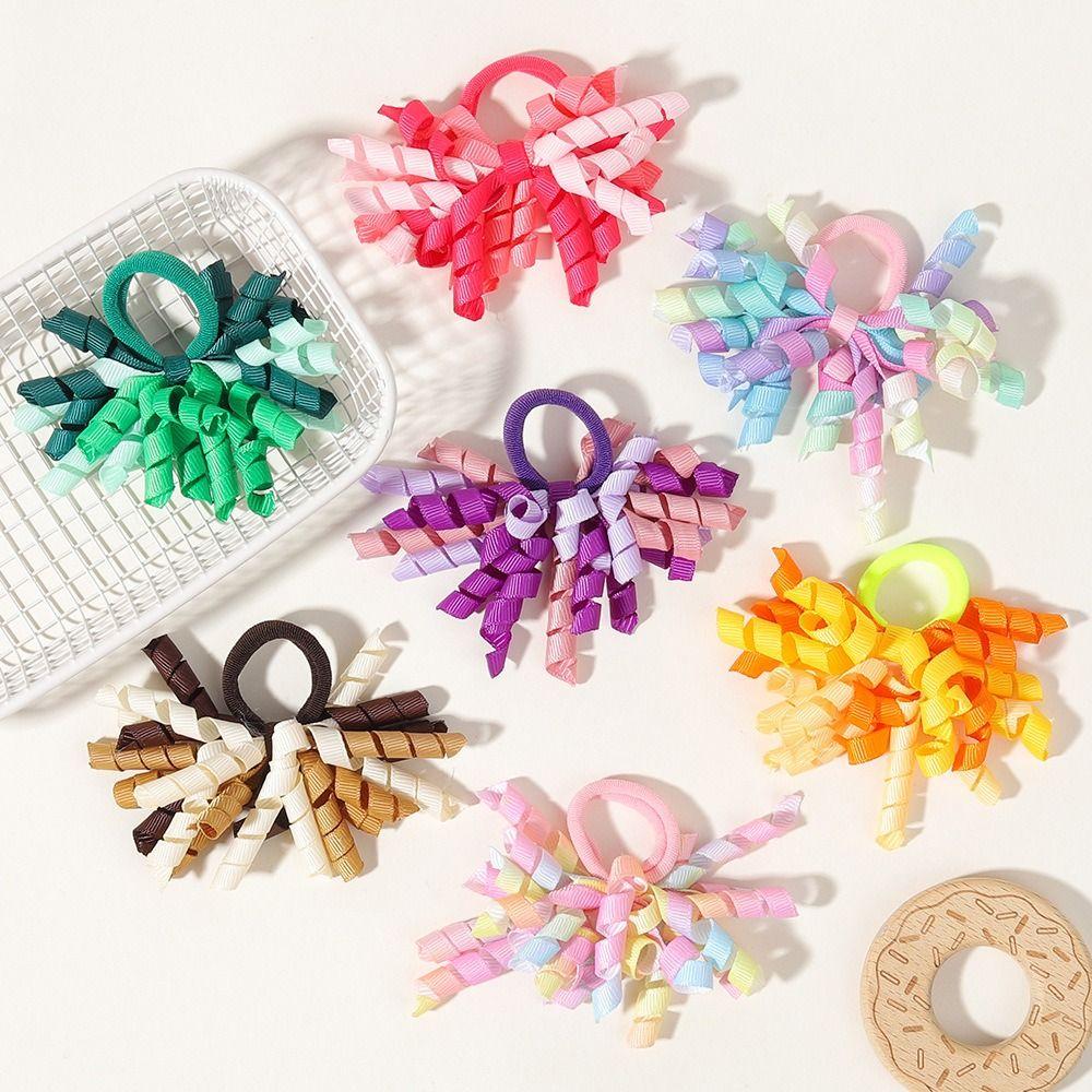 Elastic Tassels Hair Rings Curly Ribbon Threaded Rubber Band Cute Kids Hair Rope Cheerleaders