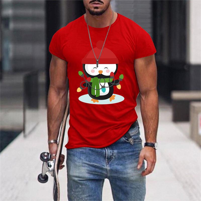 Santa Claus Deer Pattern T Shirt For Men Christmas 3D Printed Tees Summer Casual Loose T-Shirts O-Neck Short Sleeve Tops