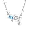 Natural crystal stone s925 sterling silver necklace women's light luxury garnet olivine butterfly love flower niche collarbone chain