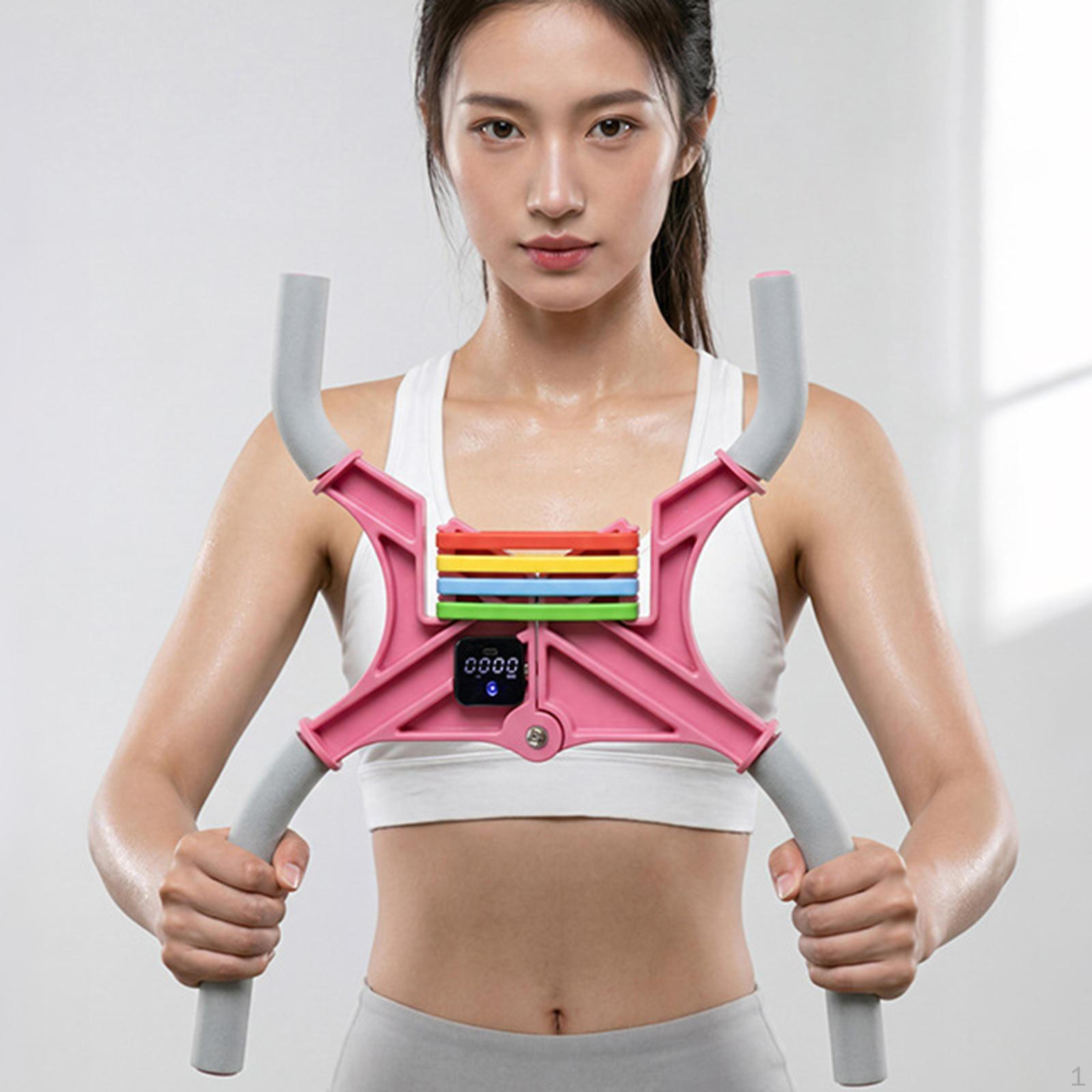 Adjustable Chest And Arm Exerciser, Ergonomic Portable Muscle Strengthener, розовый