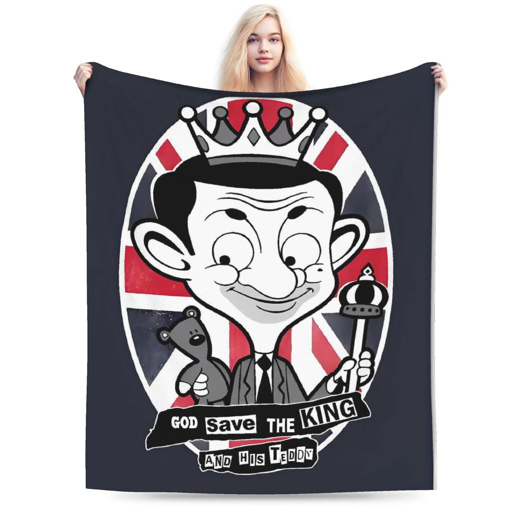 M-Mr Bean Coperte Calde Morbide Copriletto Peluche per Bambini Copriletto Pattern Decorazione Casa Copriletto in Flanella Copriletto per Divano Letto