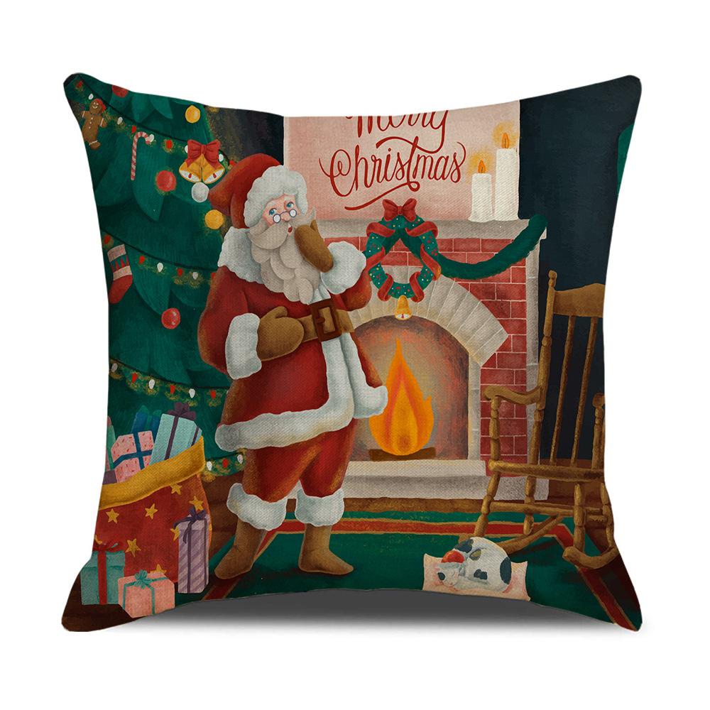 Cartoon Santa Claus Reindeer Series Linen Pillow Cover Nordic Office Sofa Cushion Cover Cushion Cover