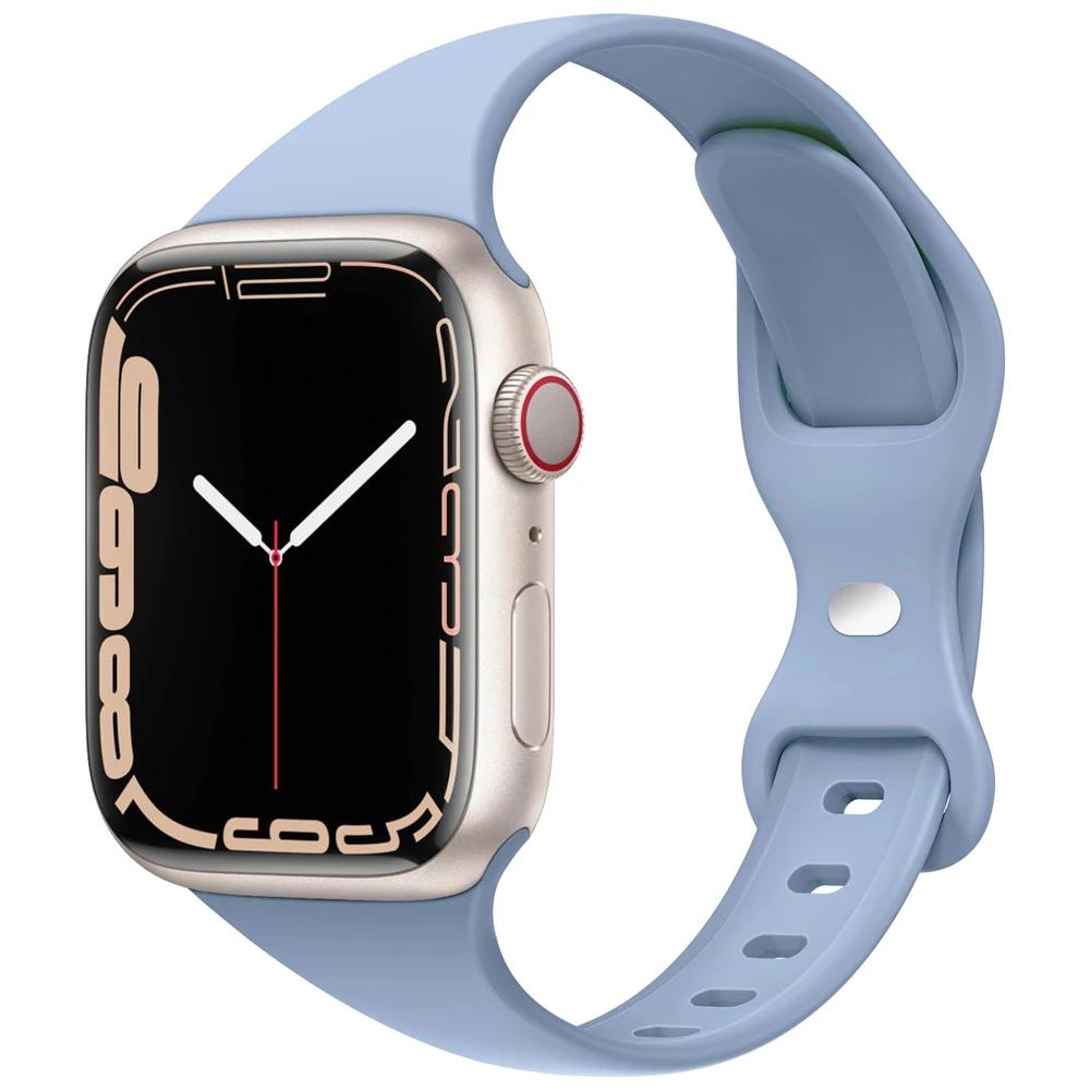 Slim Silicone Strap For Apple Watch Band 45mm 44mm 40mm 41mm 42-38mm sport bracelet iwatch series 8 7 se 3 4 5 6 9 ultra 2 49mm