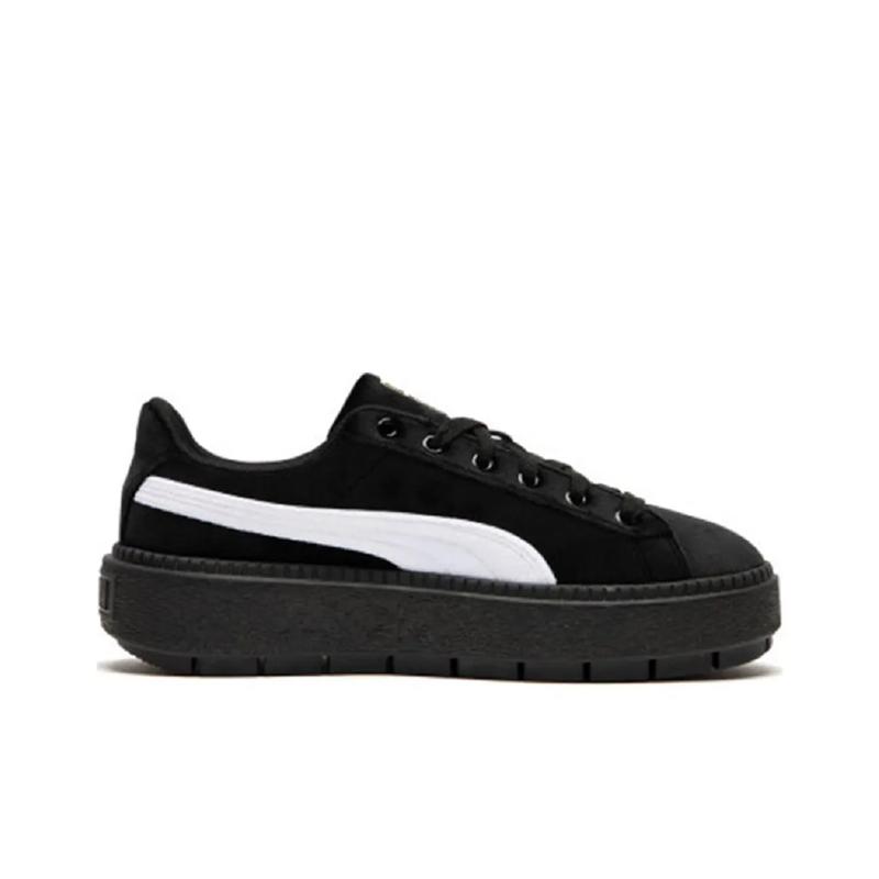 Puma Platform Trace V Suede Comfortable Low-Top Sneakers Women sneakers Black White 372613-01