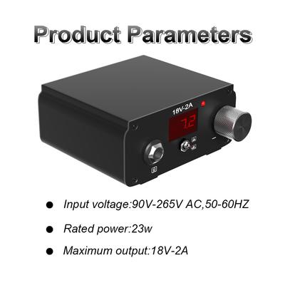 Fuente de Alimentación para Tatuajes con Dial Manual Sin Pedal 18V-2A Alta Potencia Herramienta Multifunción para Tatuajes