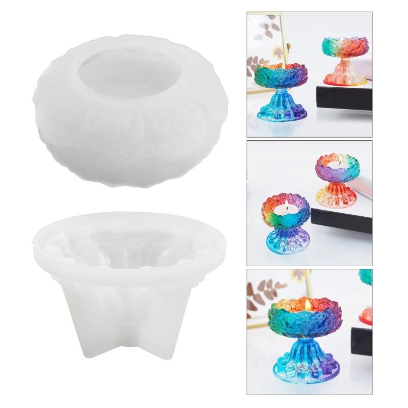 Resin Casting Candle Holder Silicone Mold Crystal Lotus Mirror Mold Suitable for Epoxy Candle Holder Family Table Decor