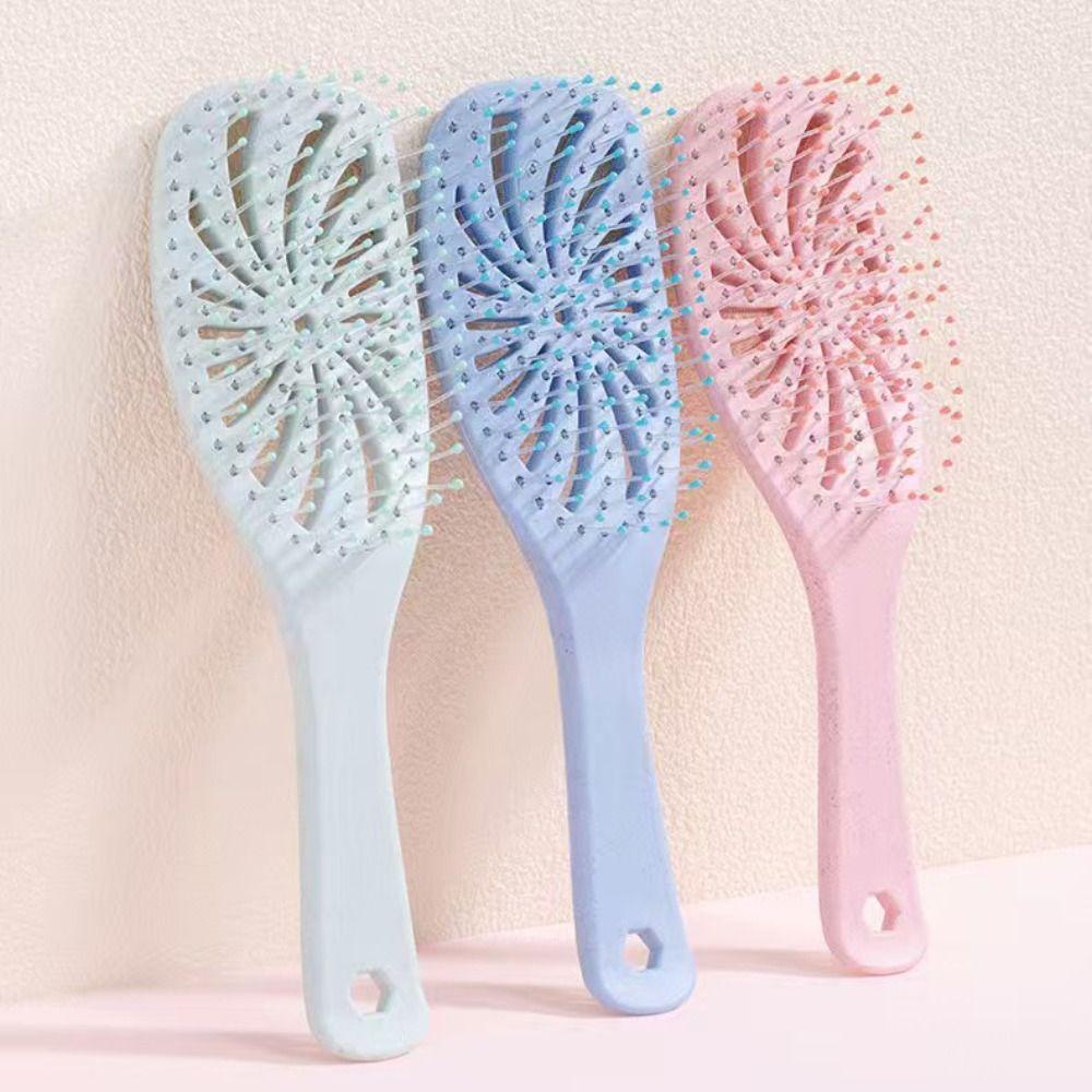 

Hollow Out Detangling Hair Brush Thick Straight Scalp Massage Comb Spirals Hairbrush Gift сірий