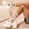 Womens Platform Sandals Summer New Open Toed Cool Boots Fashion Thick Heel High-heeled Sandal Luxury Leather High Heeled Sandals